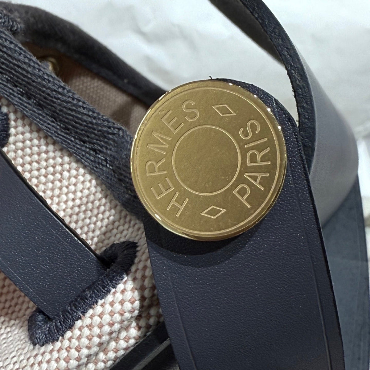HM Mini Herbag Gold Buckle 20 Cream Canvas and Hunter Cowhide 243275