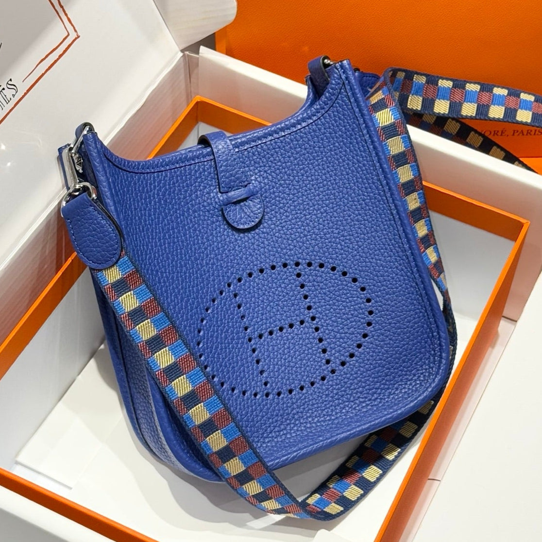 Hermes Evelyn 18 Bag Electric Blue Epsom Leather 255533