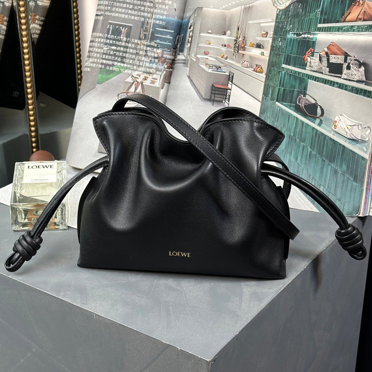 Mini Flamenco Bag 23cm Black Calfskin