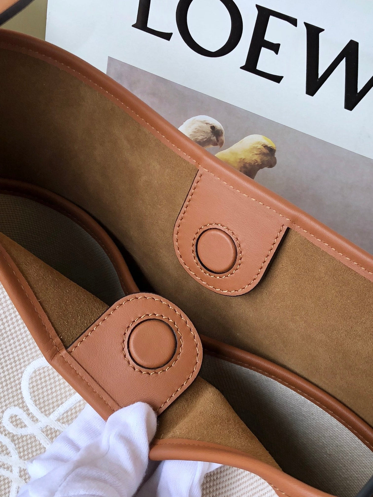 Loewe Hobo Bucket Bag Brown mix Gray Leather Canvas 324468