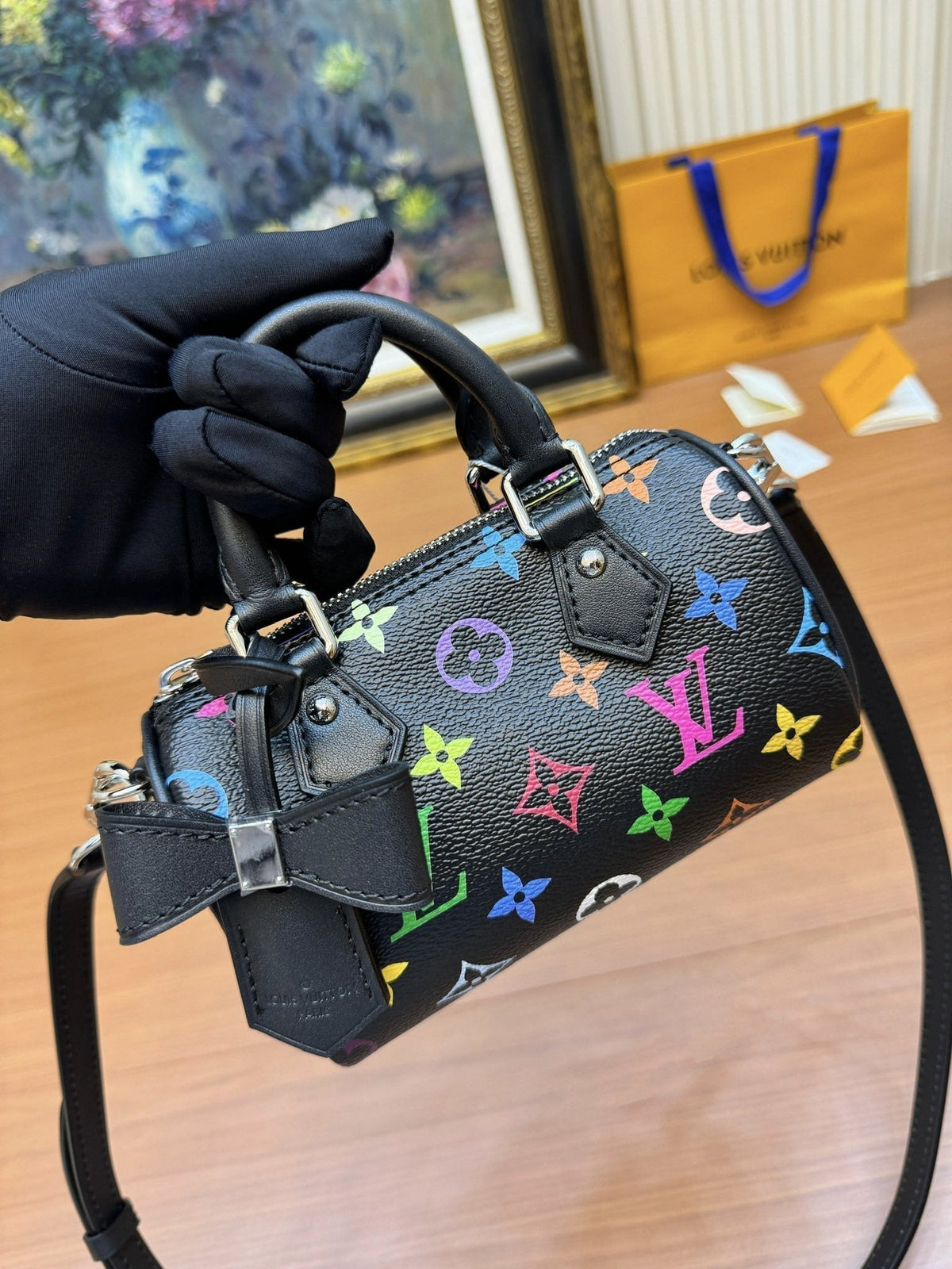 LV Nano Speed 16cm Black Multicolore Monogram Canvas 206013