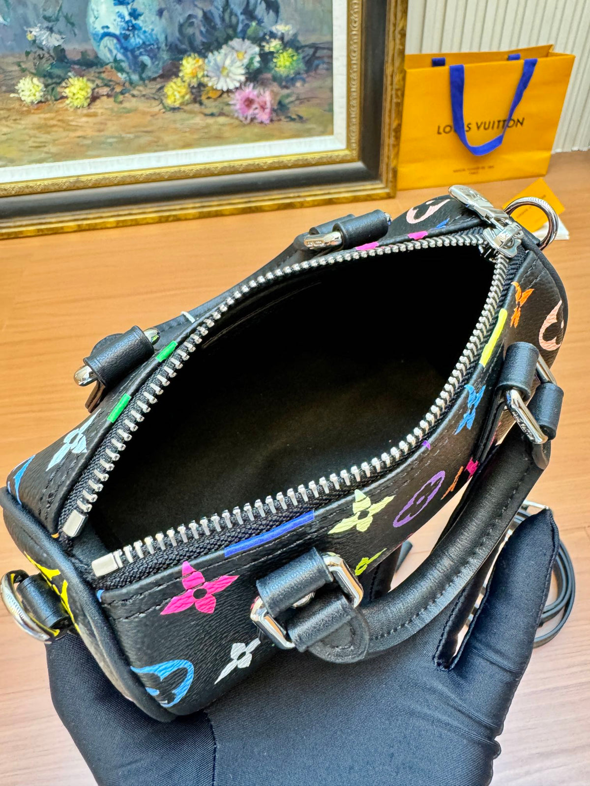 LV Nano Speed 16cm Black Multicolore Monogram Canvas 206013