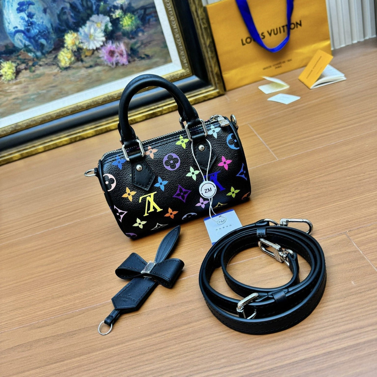 LV Nano Speed 16cm Black Multicolore Monogram Canvas 206013