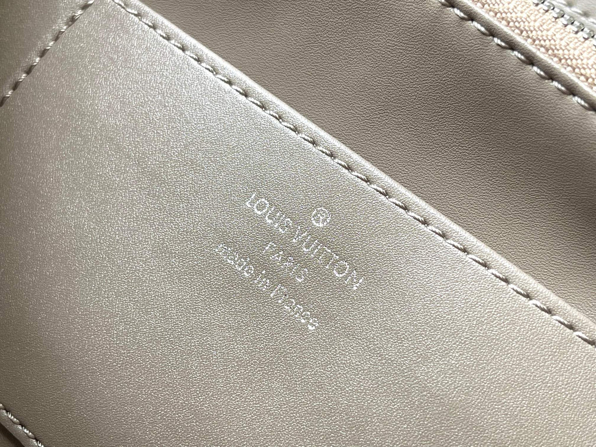 CAPUCINES GM 38CM BEIGE CANVAS BROWN CALFSKIN