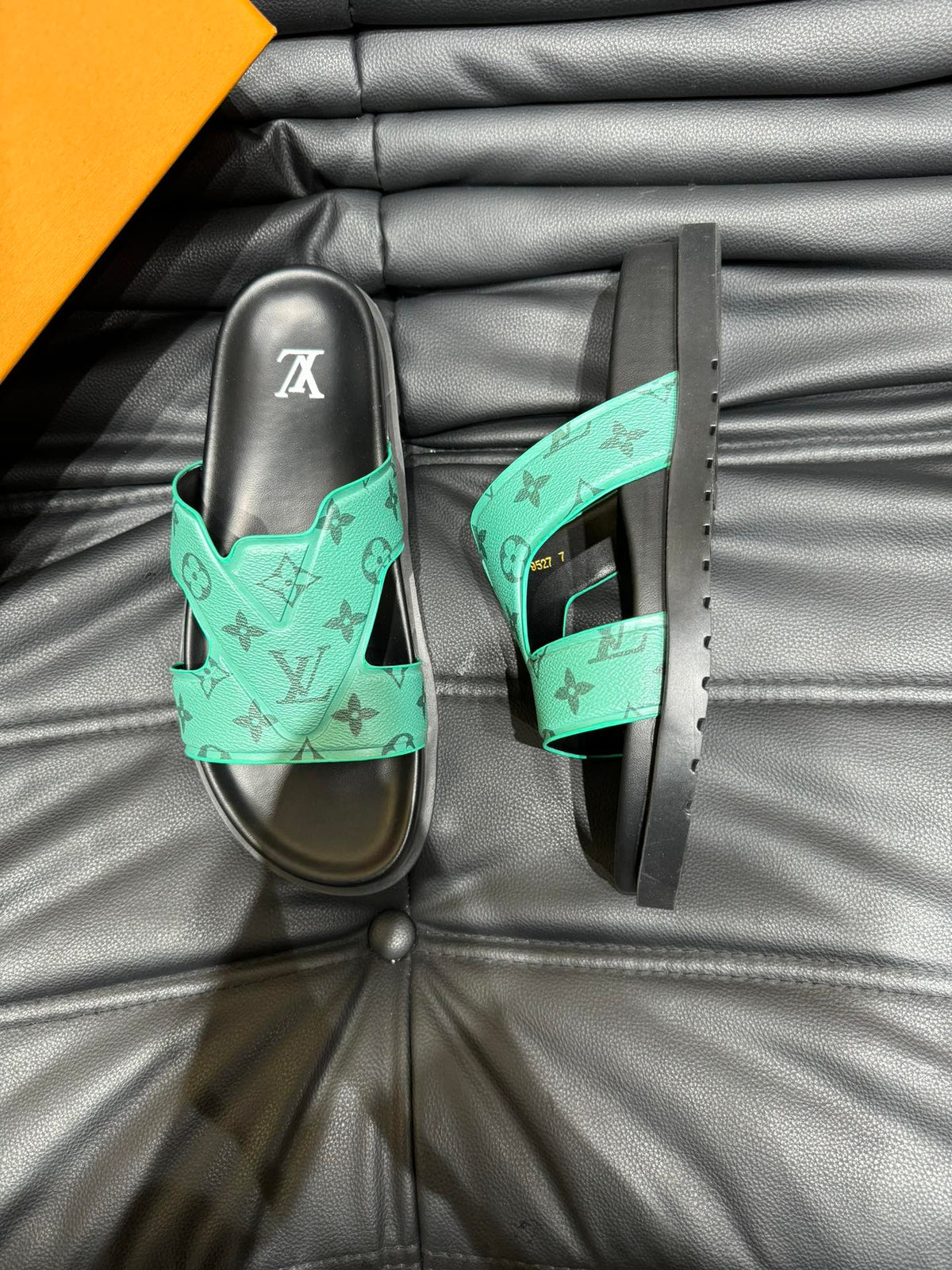 LV OASIS MULE IN SEA GREEN MONOGRAM CALFSKIN