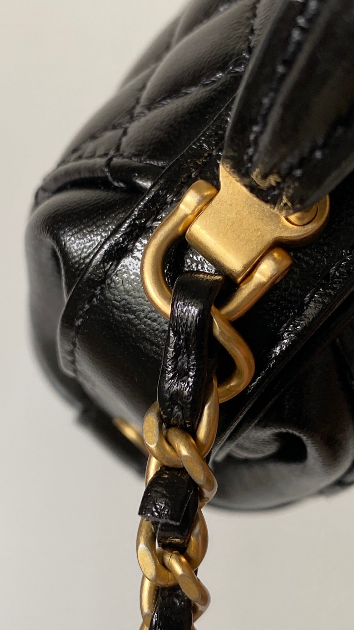 Chanel 25 Mini Bag Black Gold Quilted Lambskin