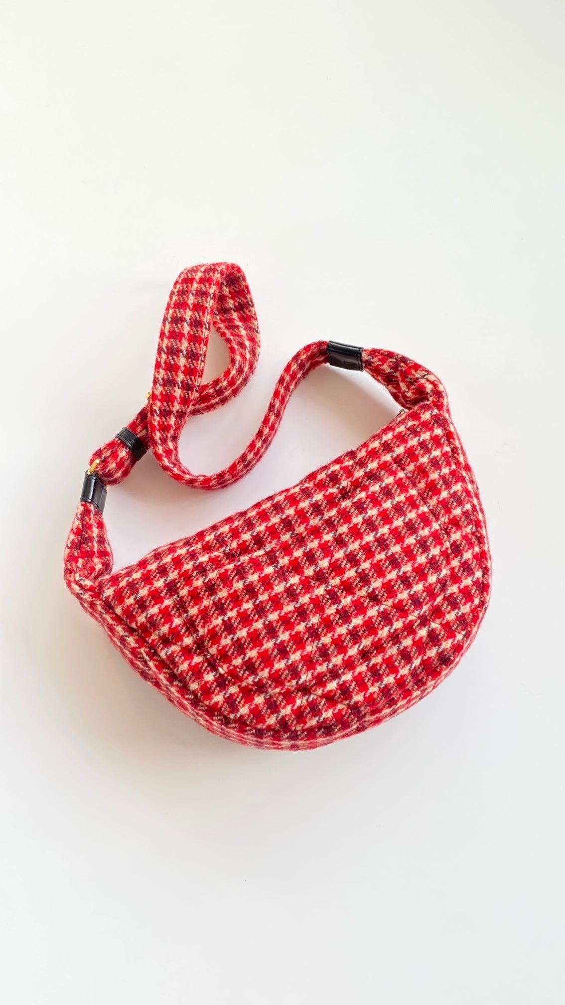 CC Houndstooth 30 Hobo Bag Red Wool Tweed