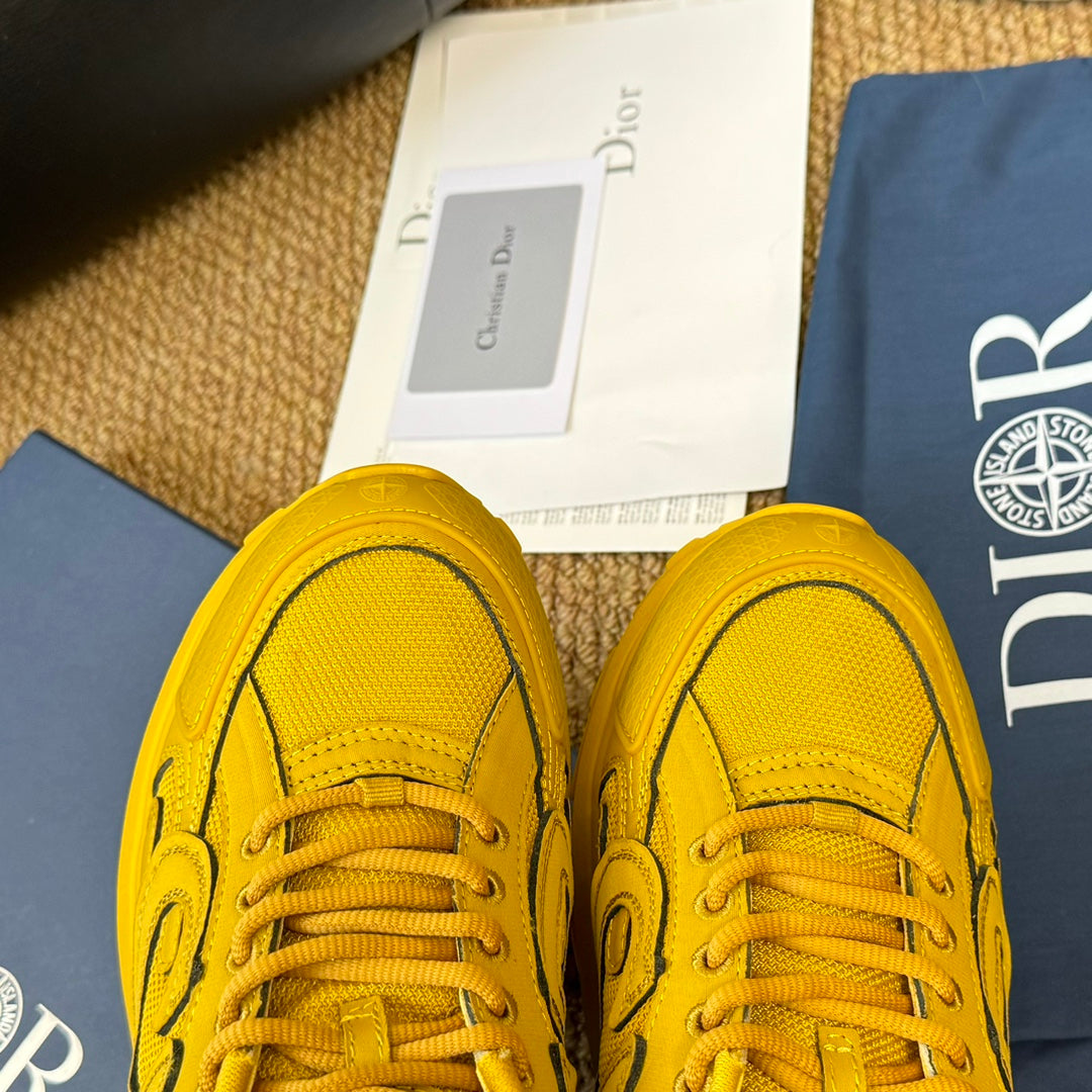 CD And Stone Island B30 Sneaker Yellow Cowhide And Polyester Mesh Fabric