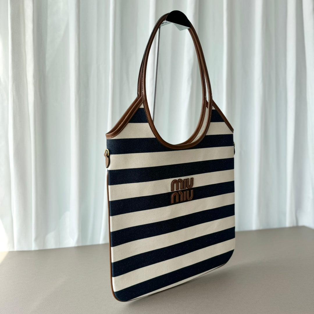 Miumiu Isetan tote hobo bag striped canvas