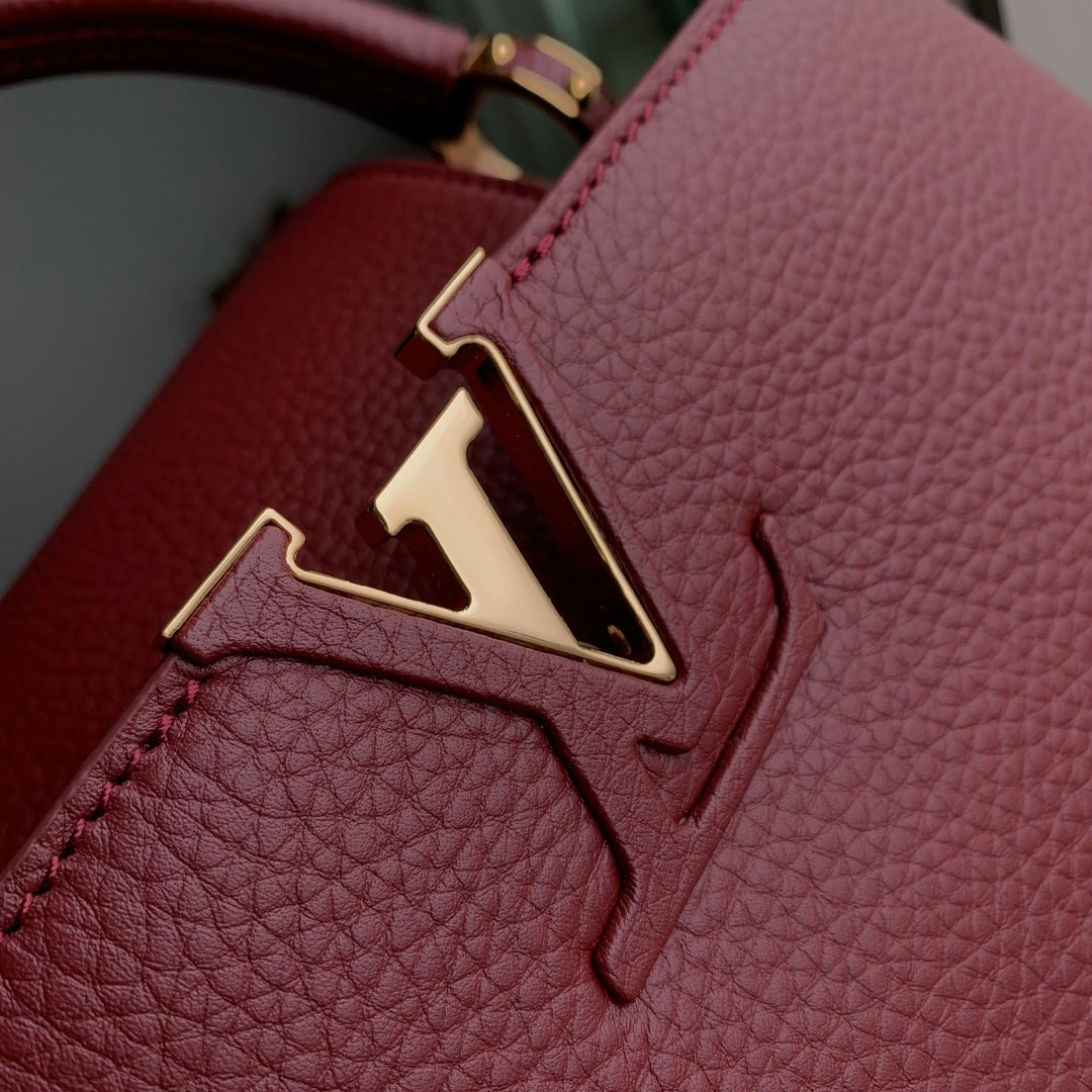 CAPUCINES MINI 21 BURGUNDY TAURILLON GOLD HARDWARE