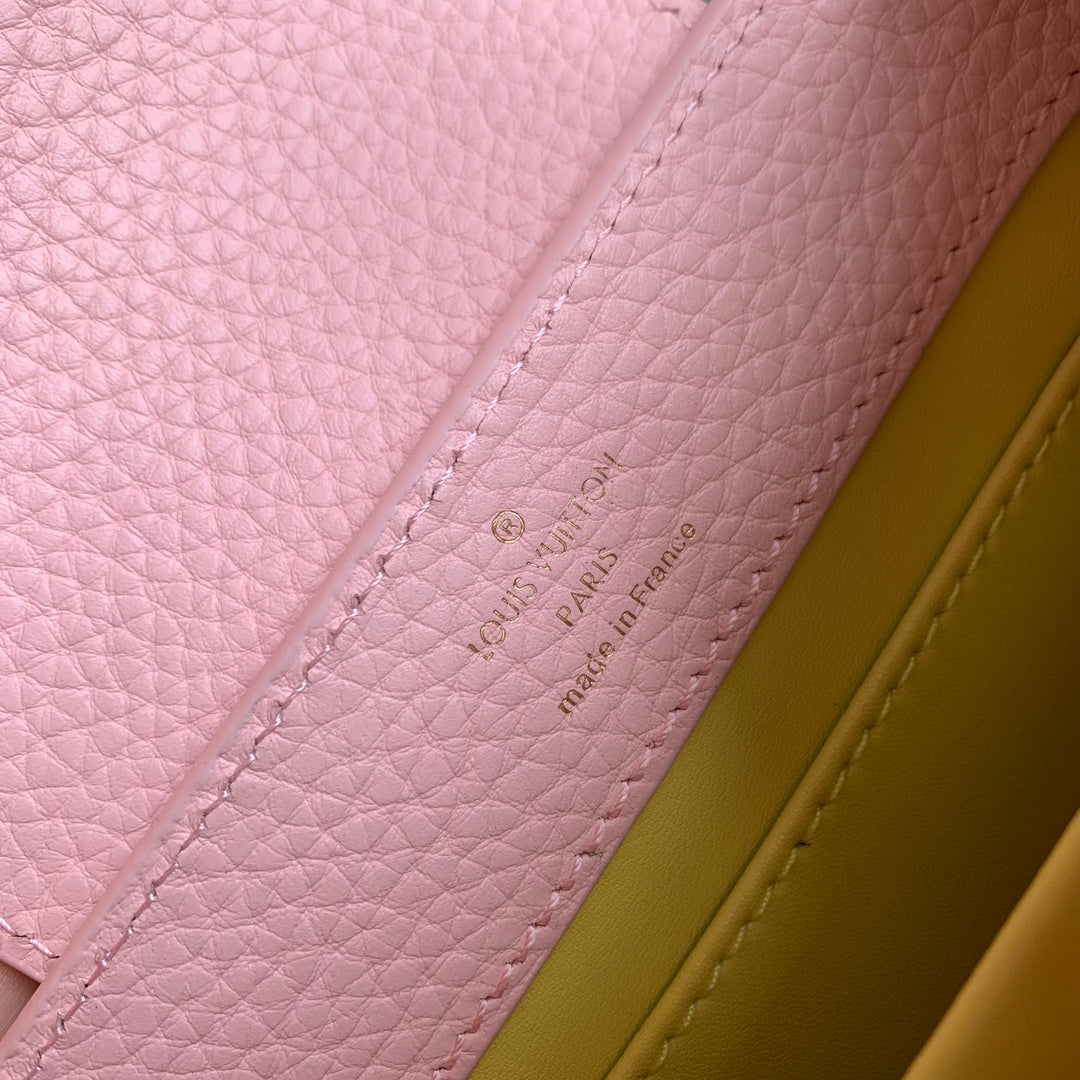 CAPUCINES MINI 21 PINK TAURILLON MOP GOLD HARDWARE