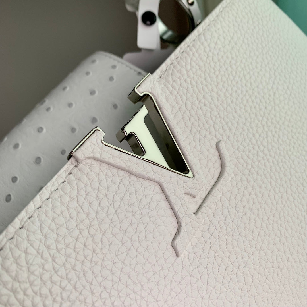 CAPUCINES MINI 21 WHITE TAURILLON SILVER HARDWARE