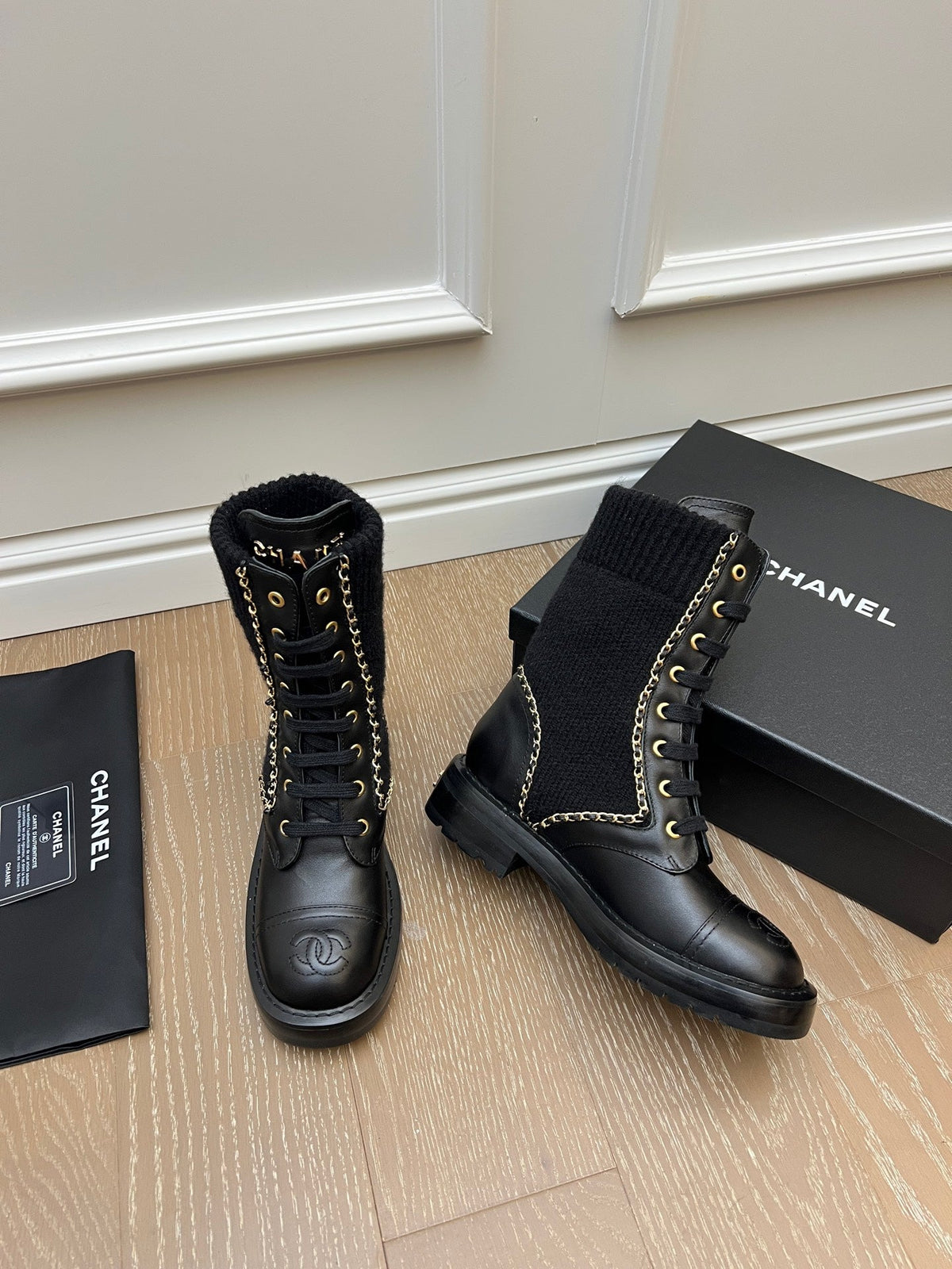 Chanel 2026 Double C Ankle Boots Wool Leather 194056