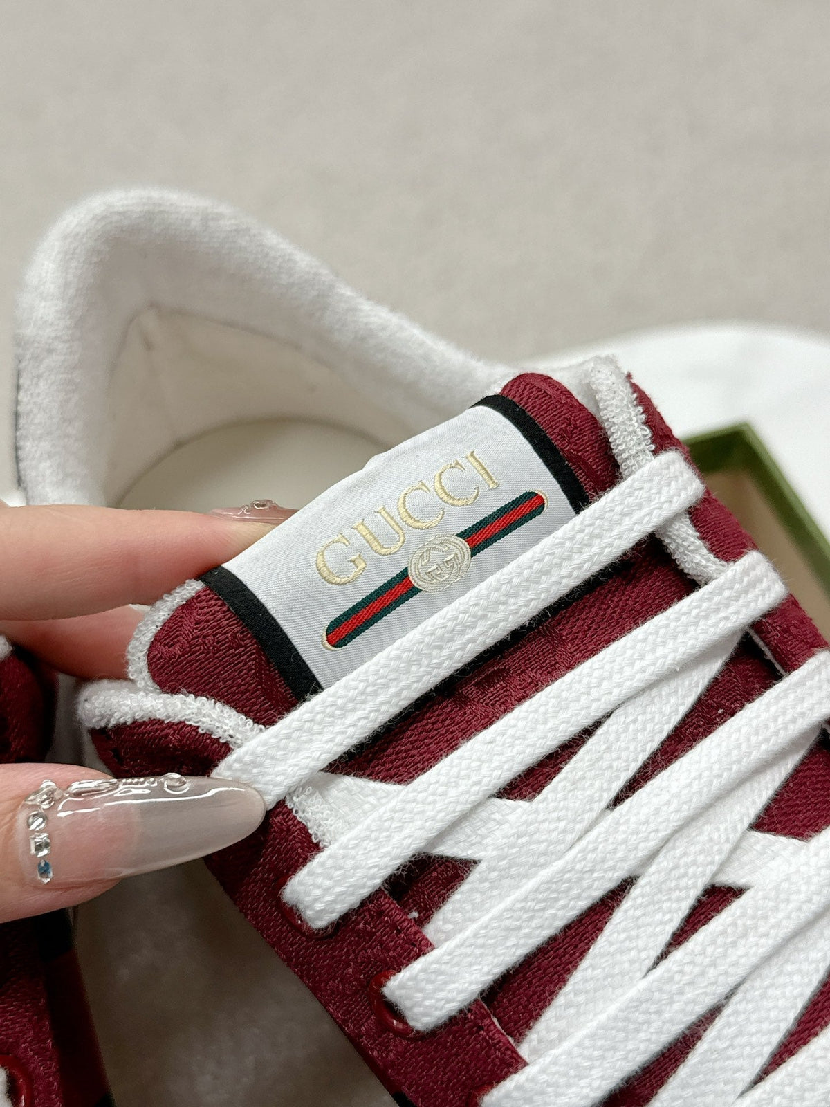 GG Sneaker Burgundy White Canvas