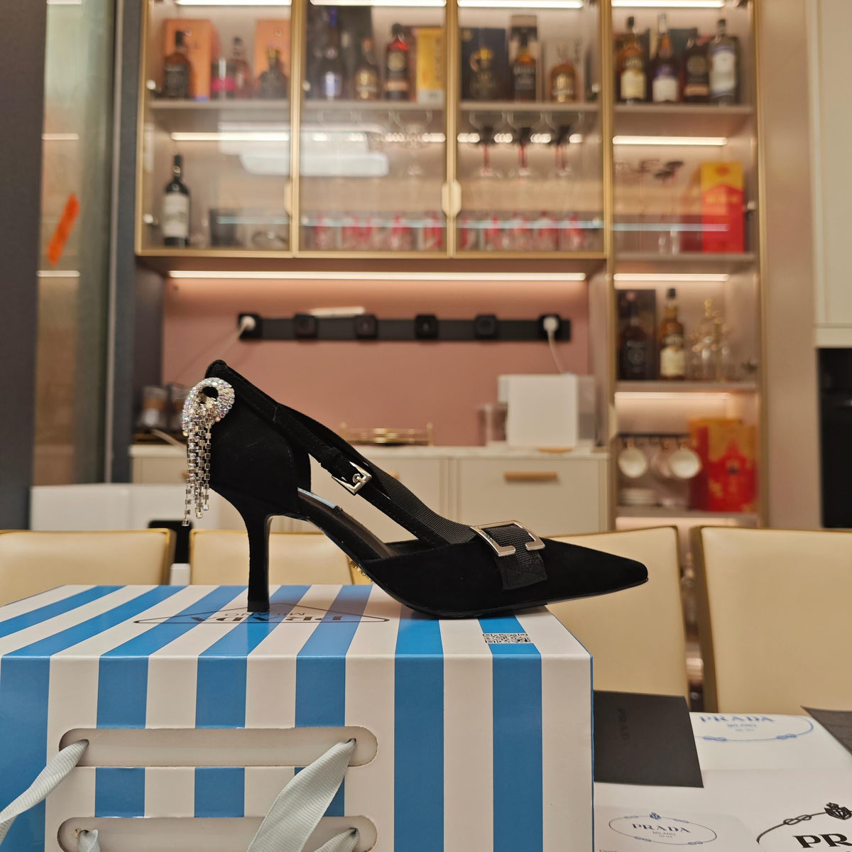 PRA 26S High Heel Pump 70 Black Velvet 630562