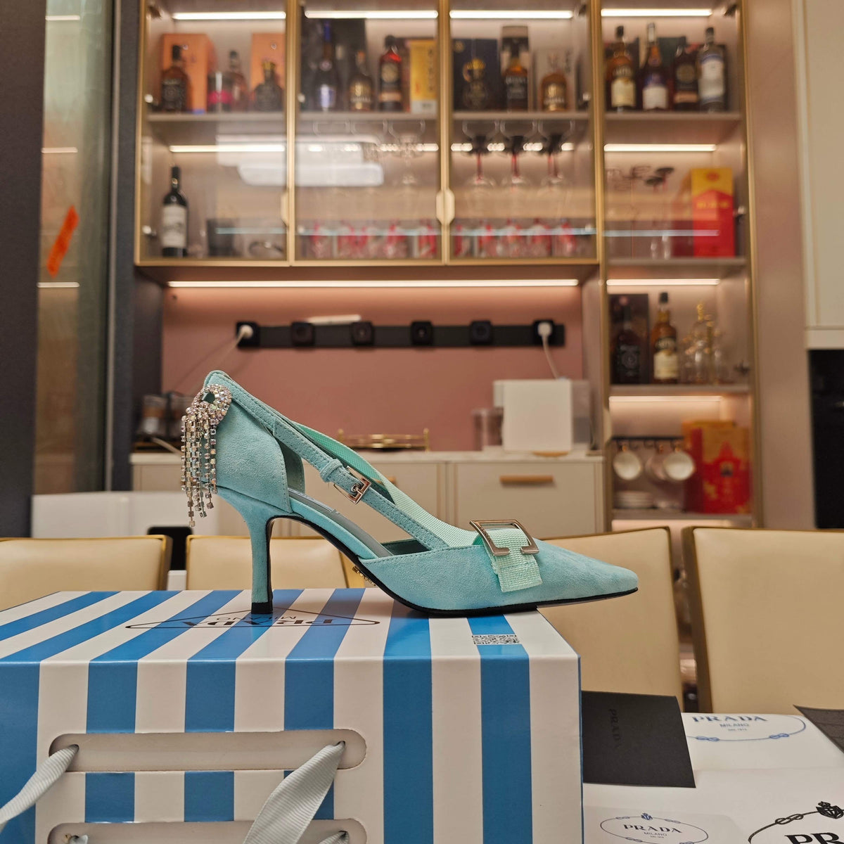 PRA 26S High Heel Pump 70 Baby Blue Suede 630565
