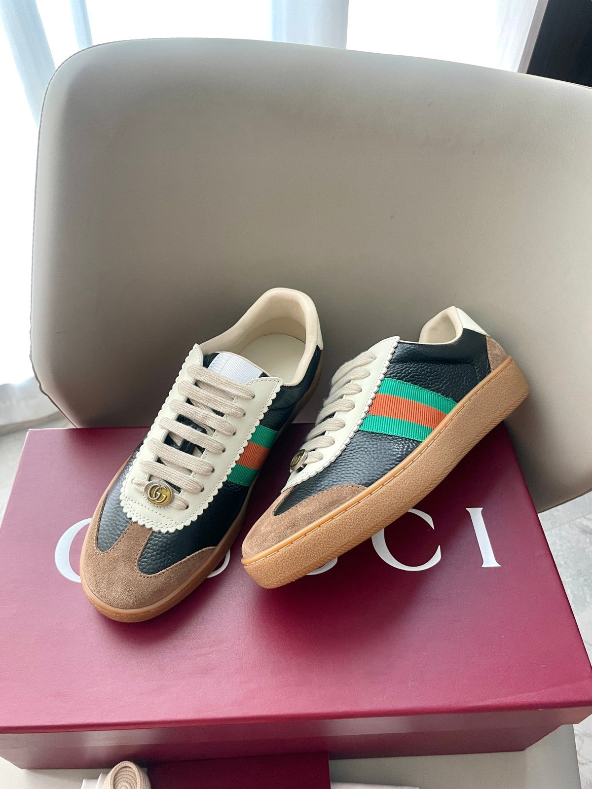GG 26 Sneaker Black Brown Cowhide Suede 632805