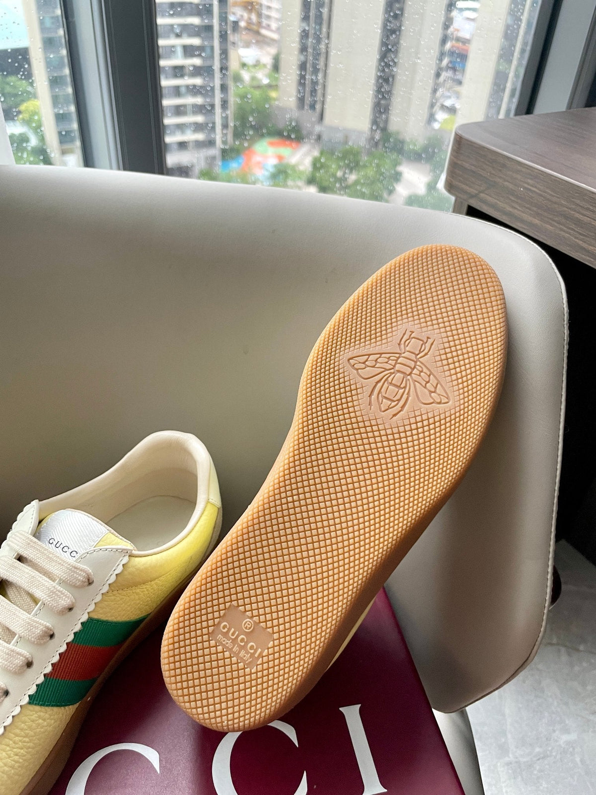 GG 26 Sneaker Light Yellow Beige Suede Cowhide 632806