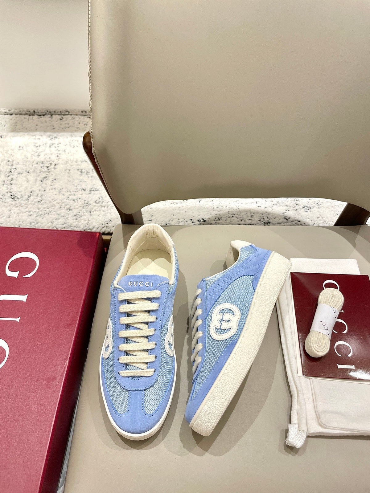 GG 26 Sneaker Baby Blue Canvas Suede 632818