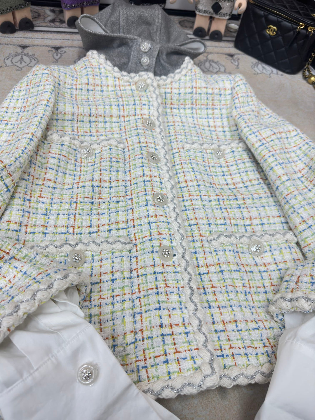 CC 25 Tweed Hooded Jacket Multicolor Cotton Wool 251972
