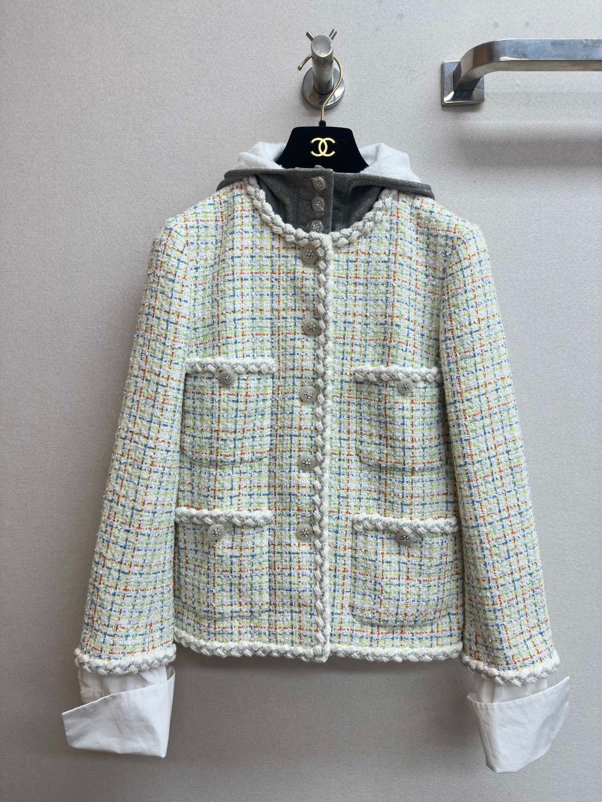 CC 25 Tweed Hooded Jacket Multicolor Cotton Wool 251972
