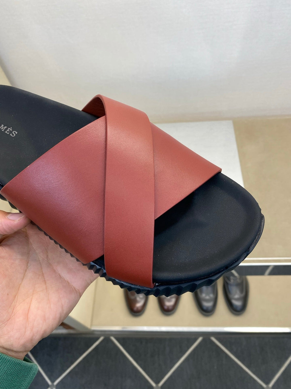 HM Men's Infra Slide Red Calfskin 602605