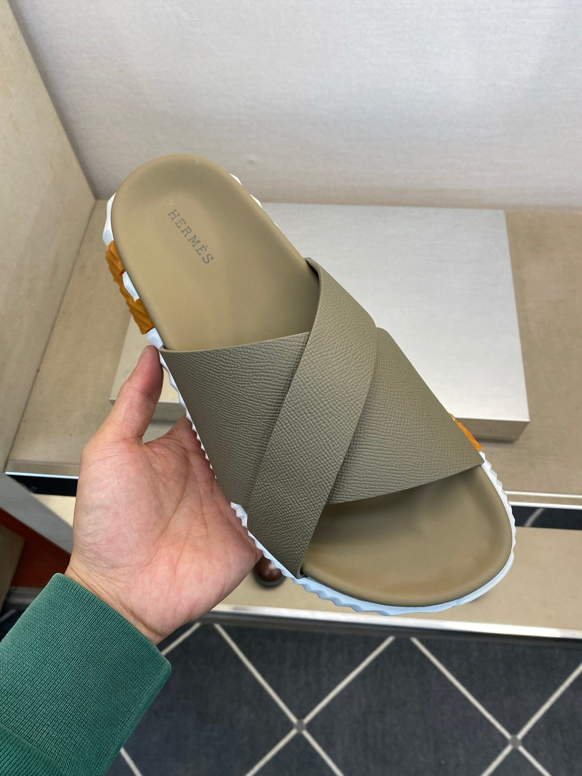 HM Men's Infra Slide Moss Green Calfskin 602608
