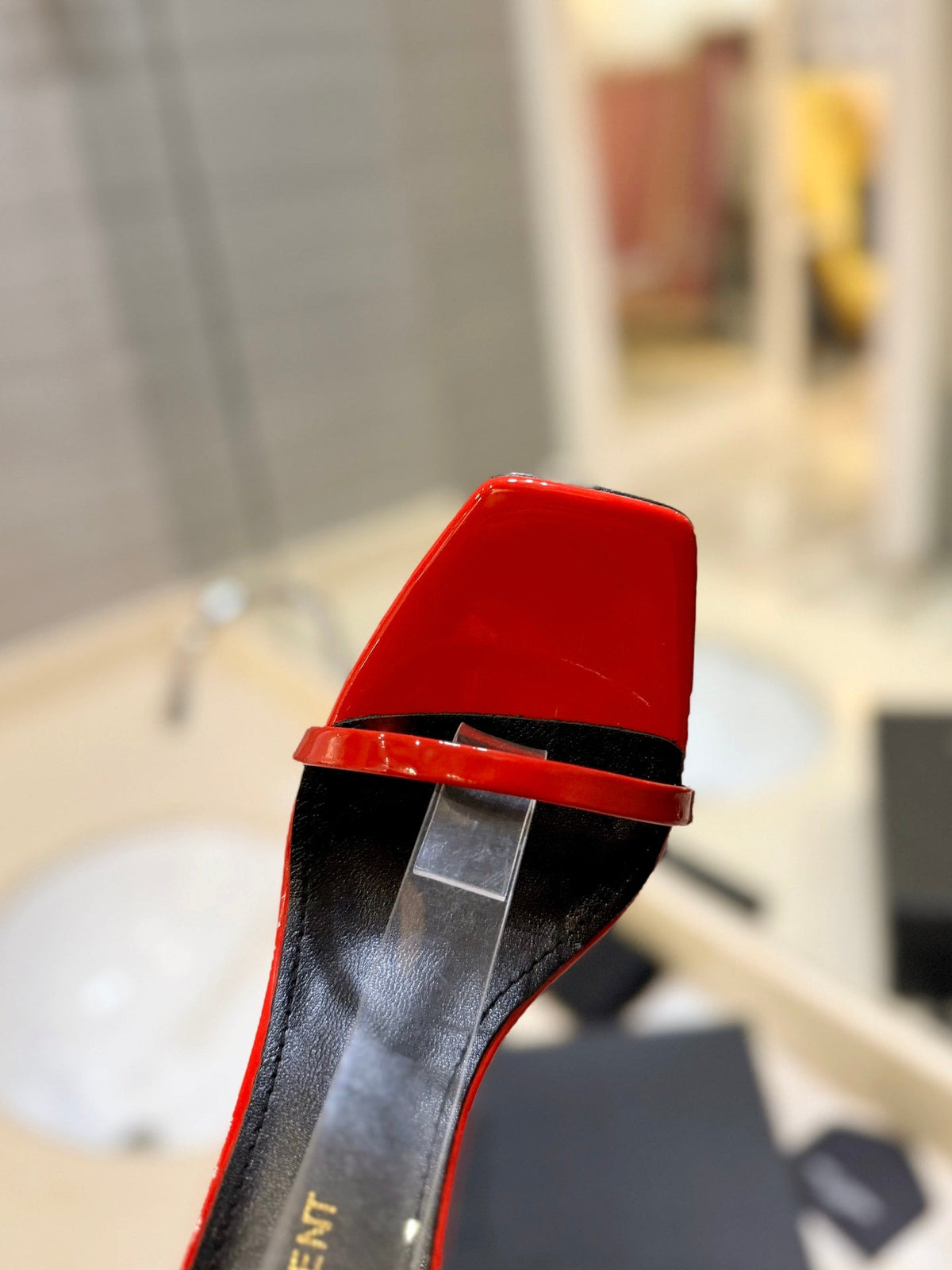 SL OPYUM SANDALS 105 RED POLISHED CALFSKIN