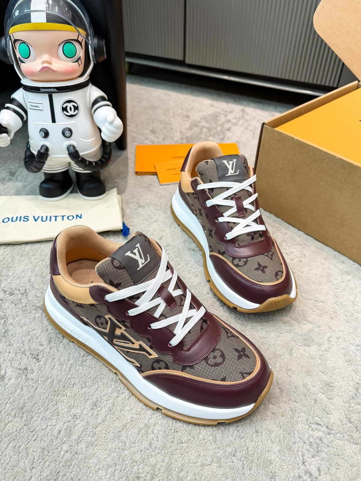LV 26ss Platform Sneaker Burgundy Beige Black Cowhide 625422