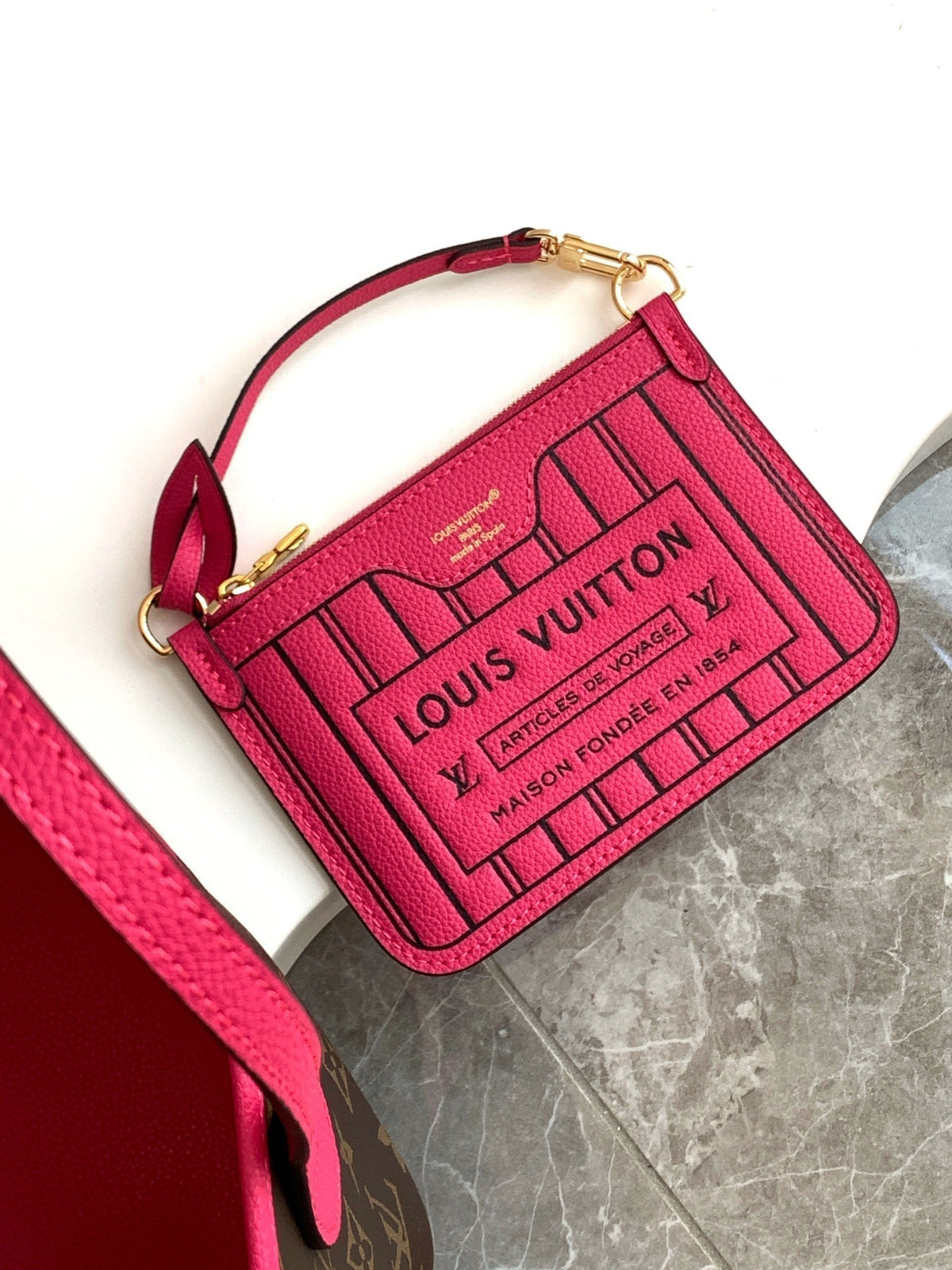 Neverfull 24 Bandoulière Inside Out BB Red Calfskin
