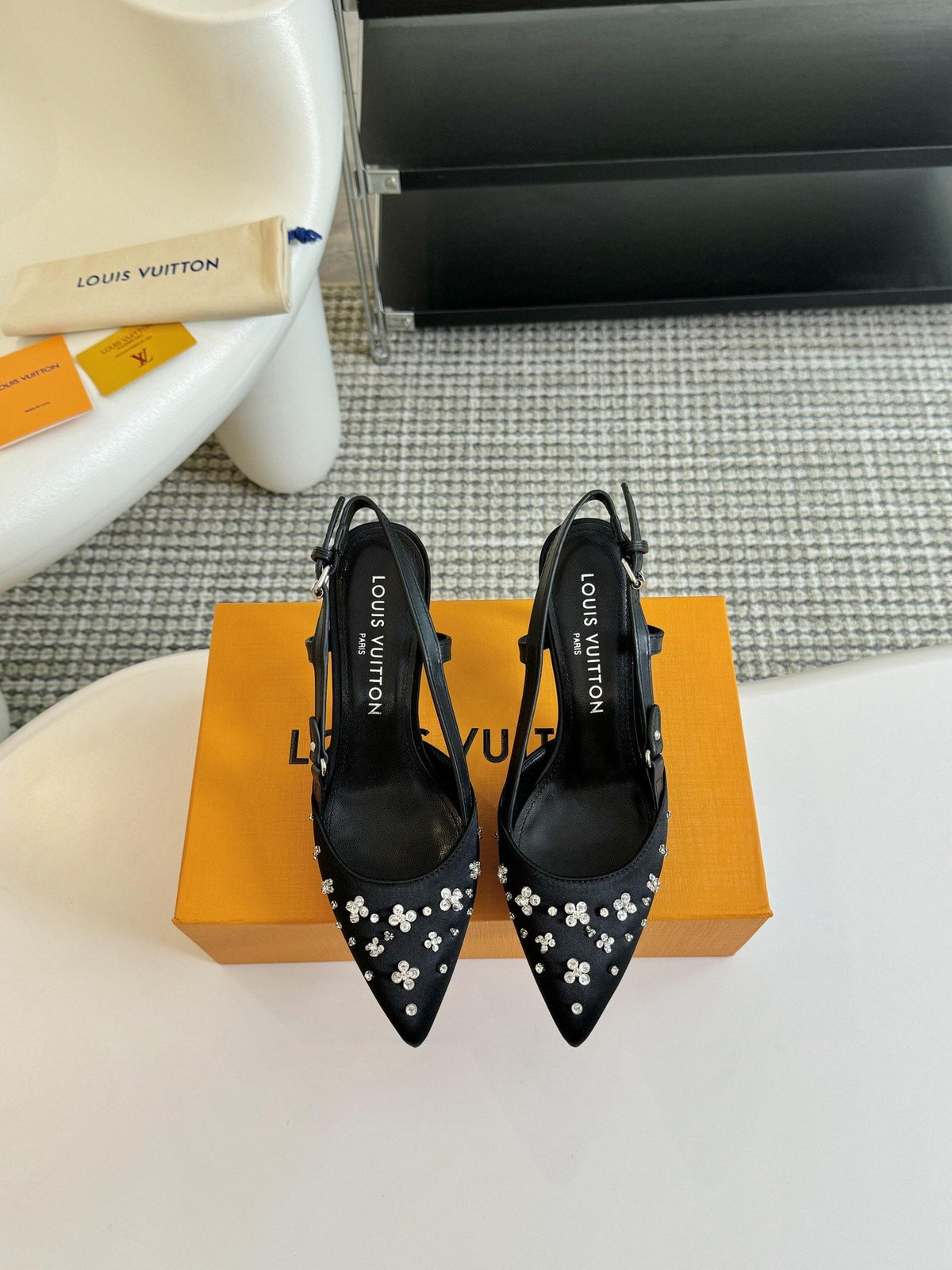 LV Blossom Slingback Pump 75mm Black Lambskin