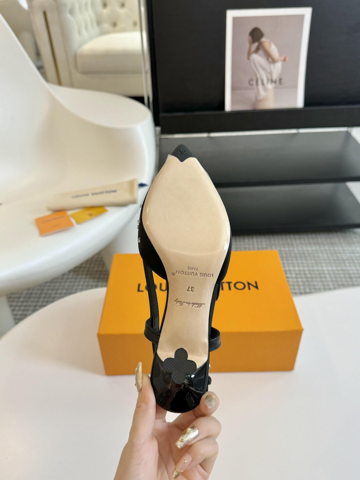 LV Blossom Slingback Pump 75mm Black Lambskin