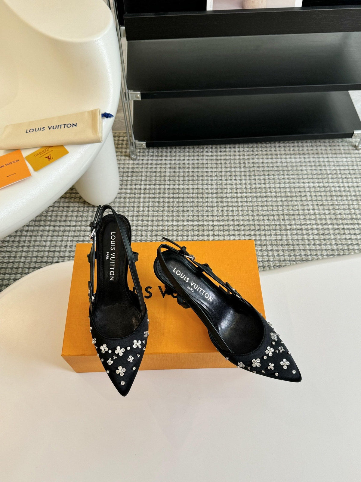 LV Blossom Slingback Pump 75mm Black Lambskin
