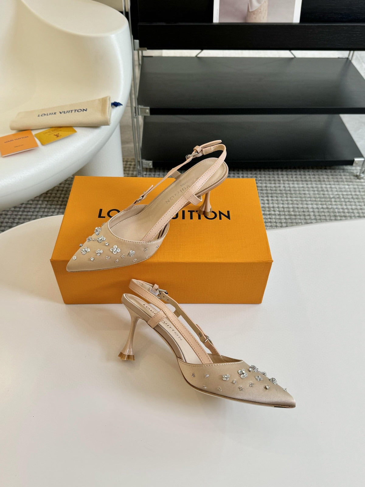 LV Blossom Pointy Mule 75mm Beige Lambskin