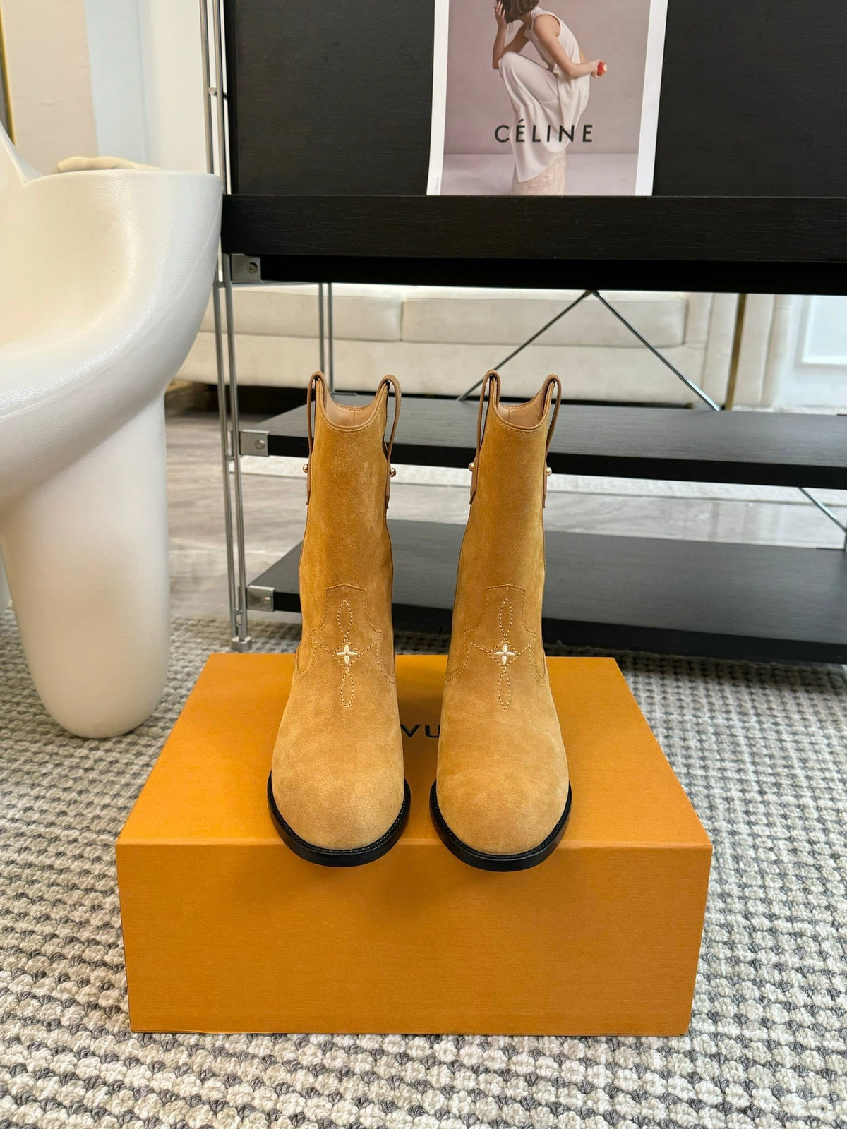 LV Rider Boot Brown Yellow Suede