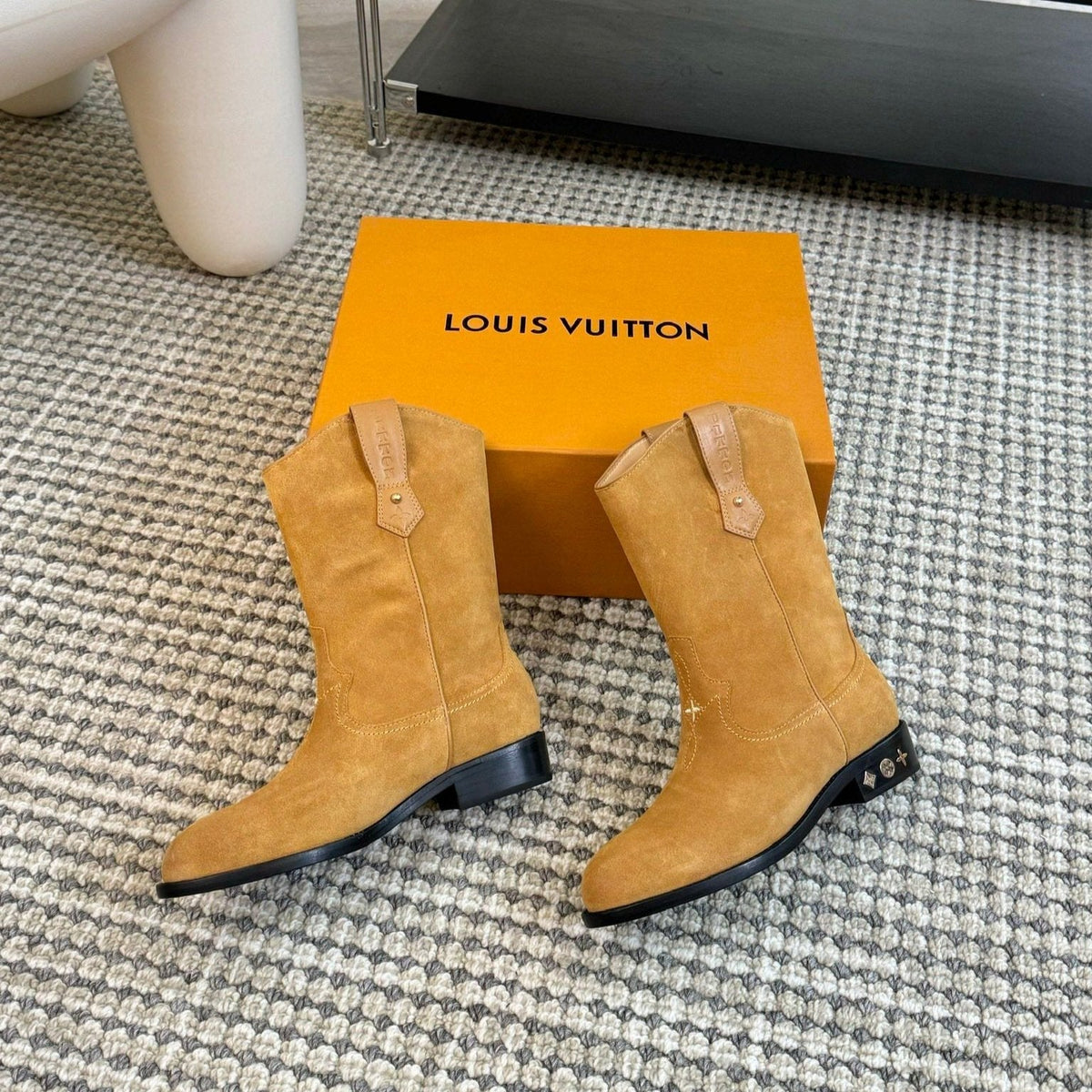 LV Rider Boot Brown Yellow Suede