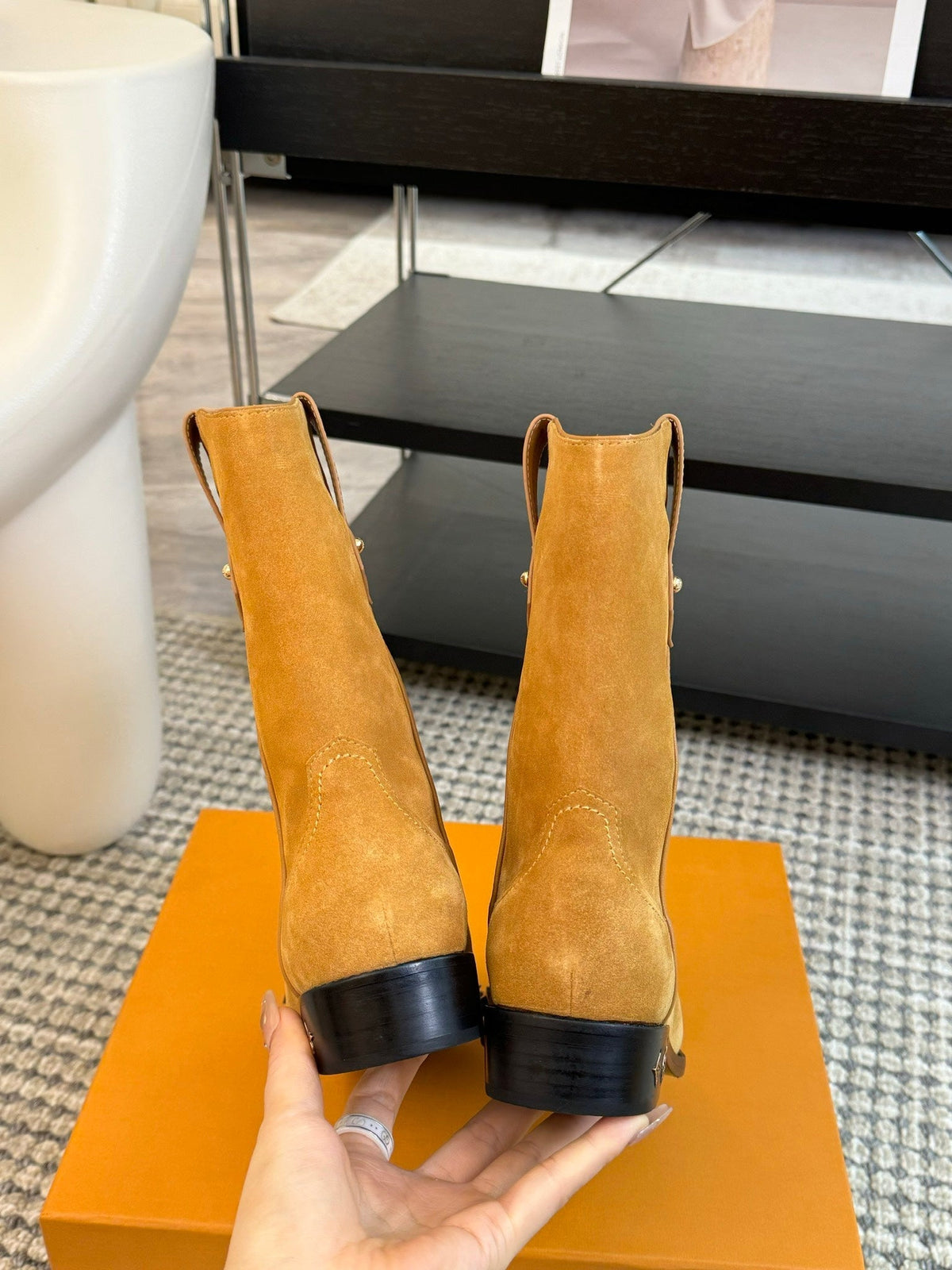 LV Rider Boot Brown Yellow Suede