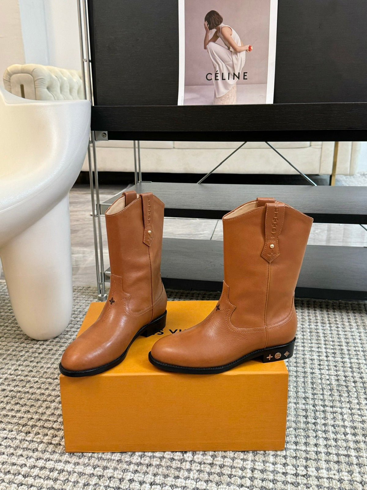 LV Rider Boot Brown Orange Calfskin