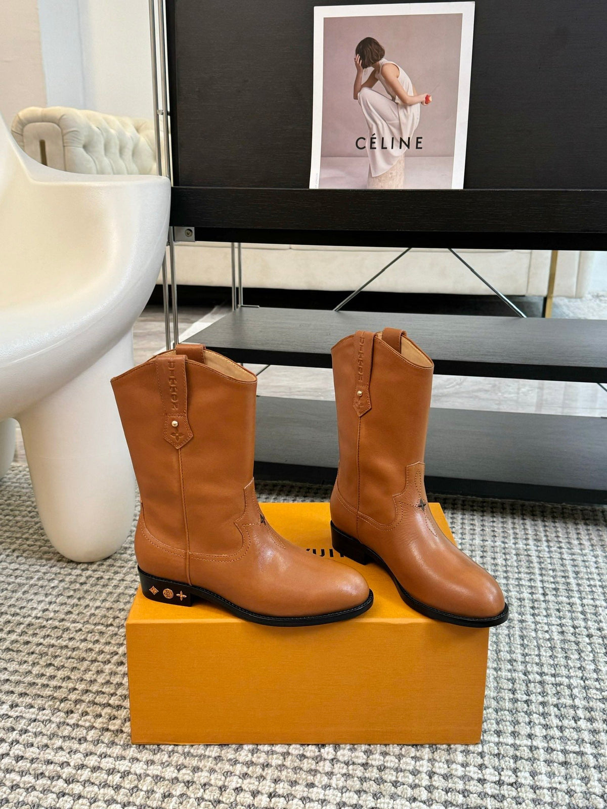LV Rider Boot Brown Orange Calfskin