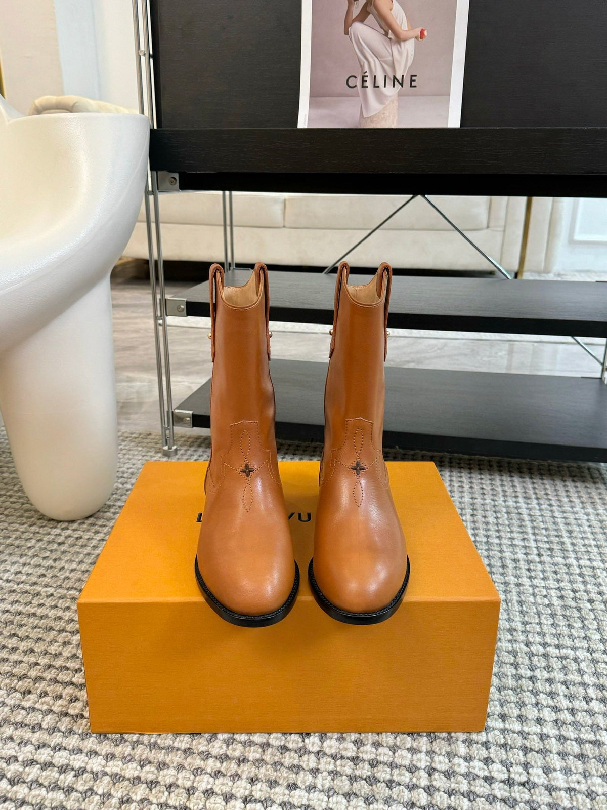 LV Rider Boot Brown Orange Calfskin