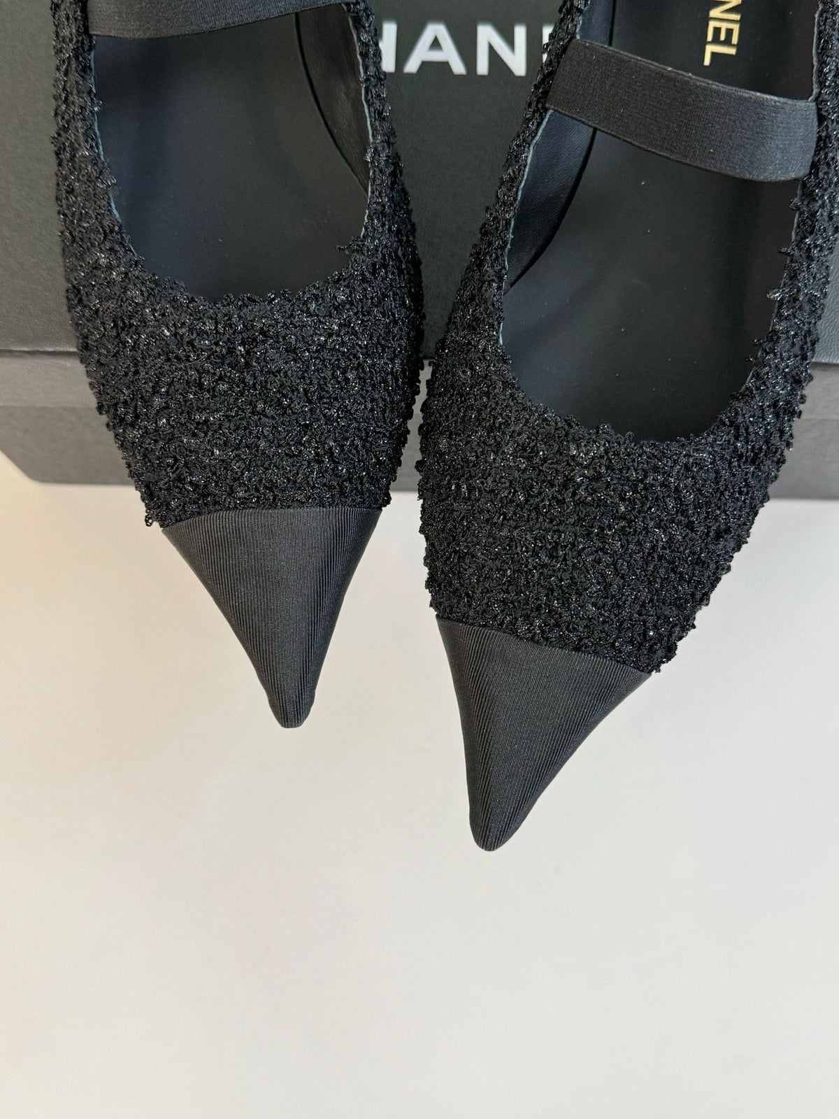 CC MARY JANE IN BLACK WOOL TWEED AND SATIN