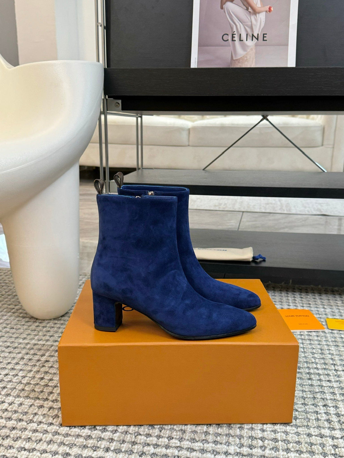 LV Ankle Boots 60mm Classic Blue Suede