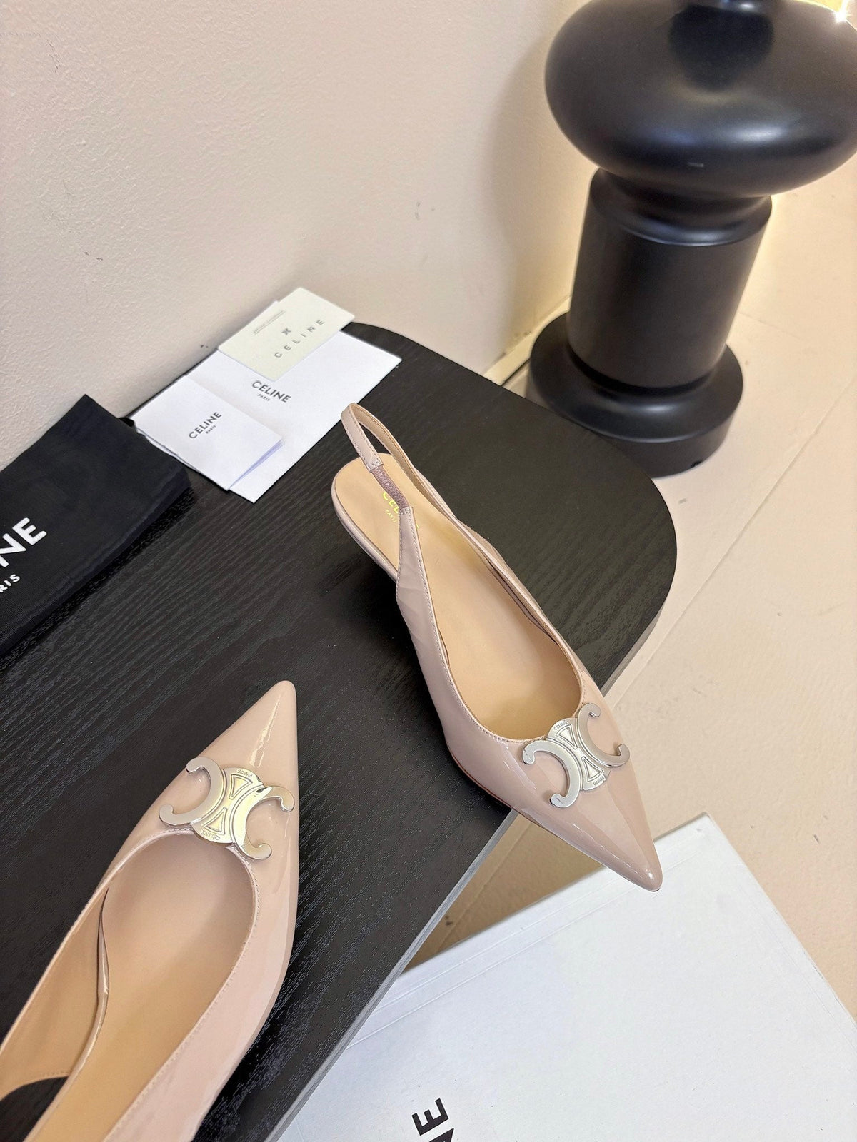 CELINE Alma Triomphe Slingback Nude Patent Calfskin 235703
