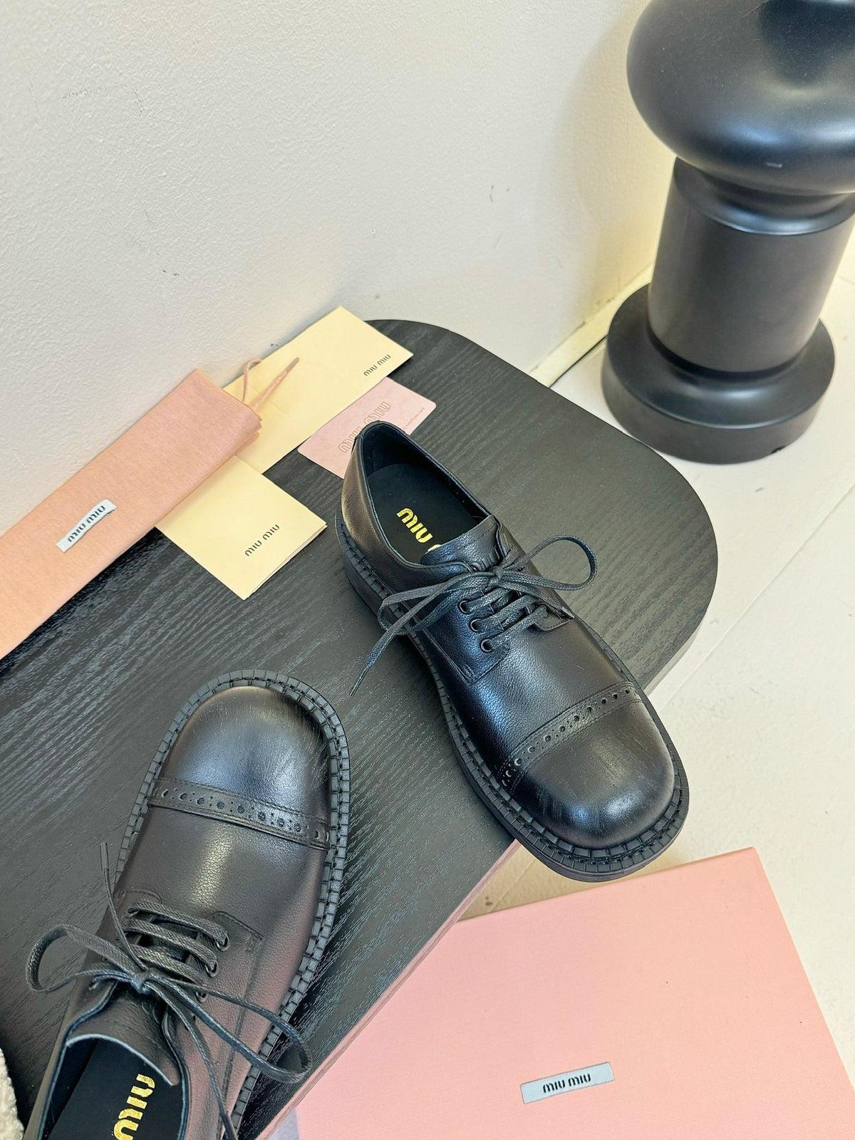 Miu 25C Chunky Oxfords Black Leathery 235811