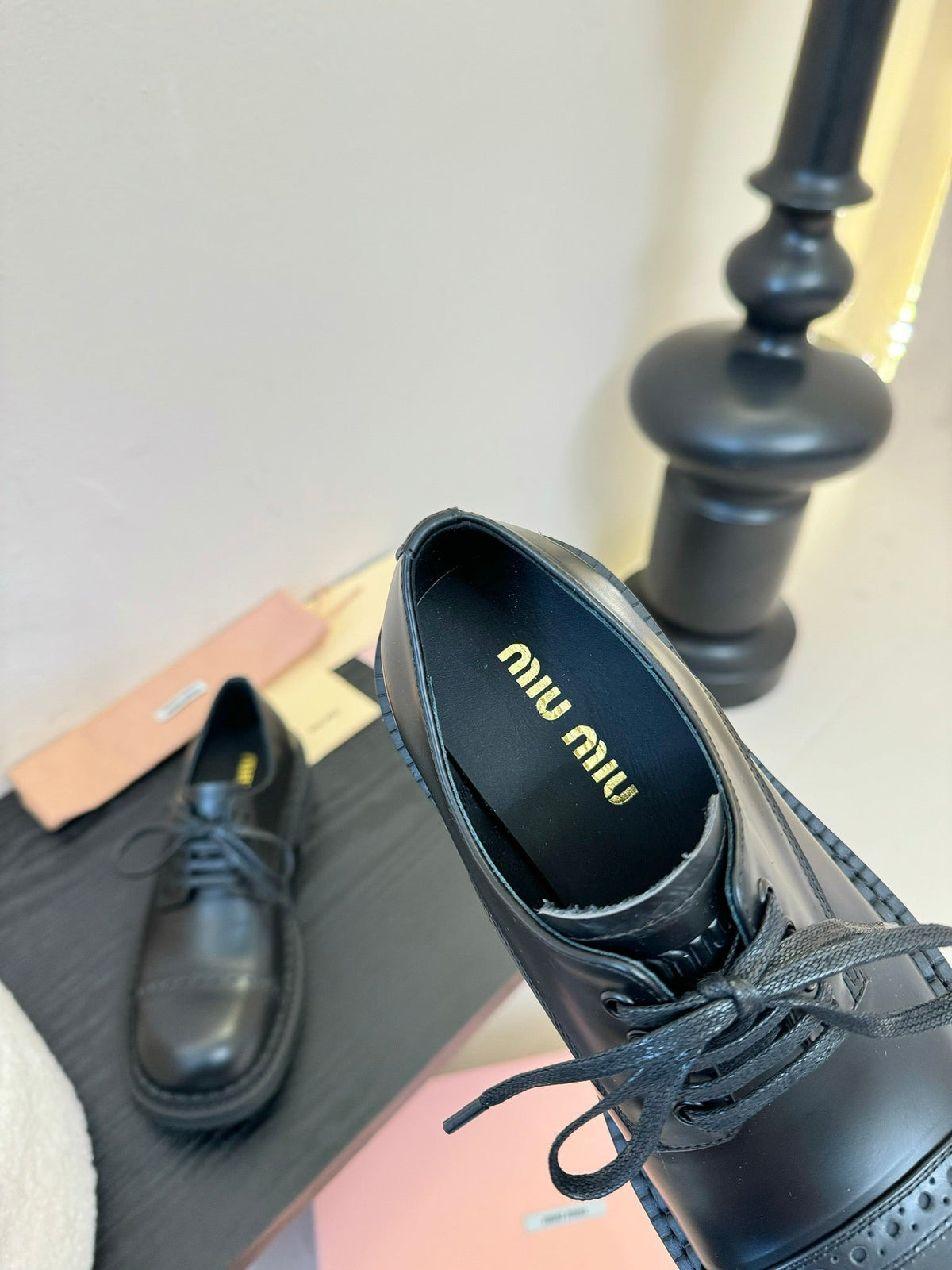Miu 25C Chunky Oxfords Black Calfskin 235812