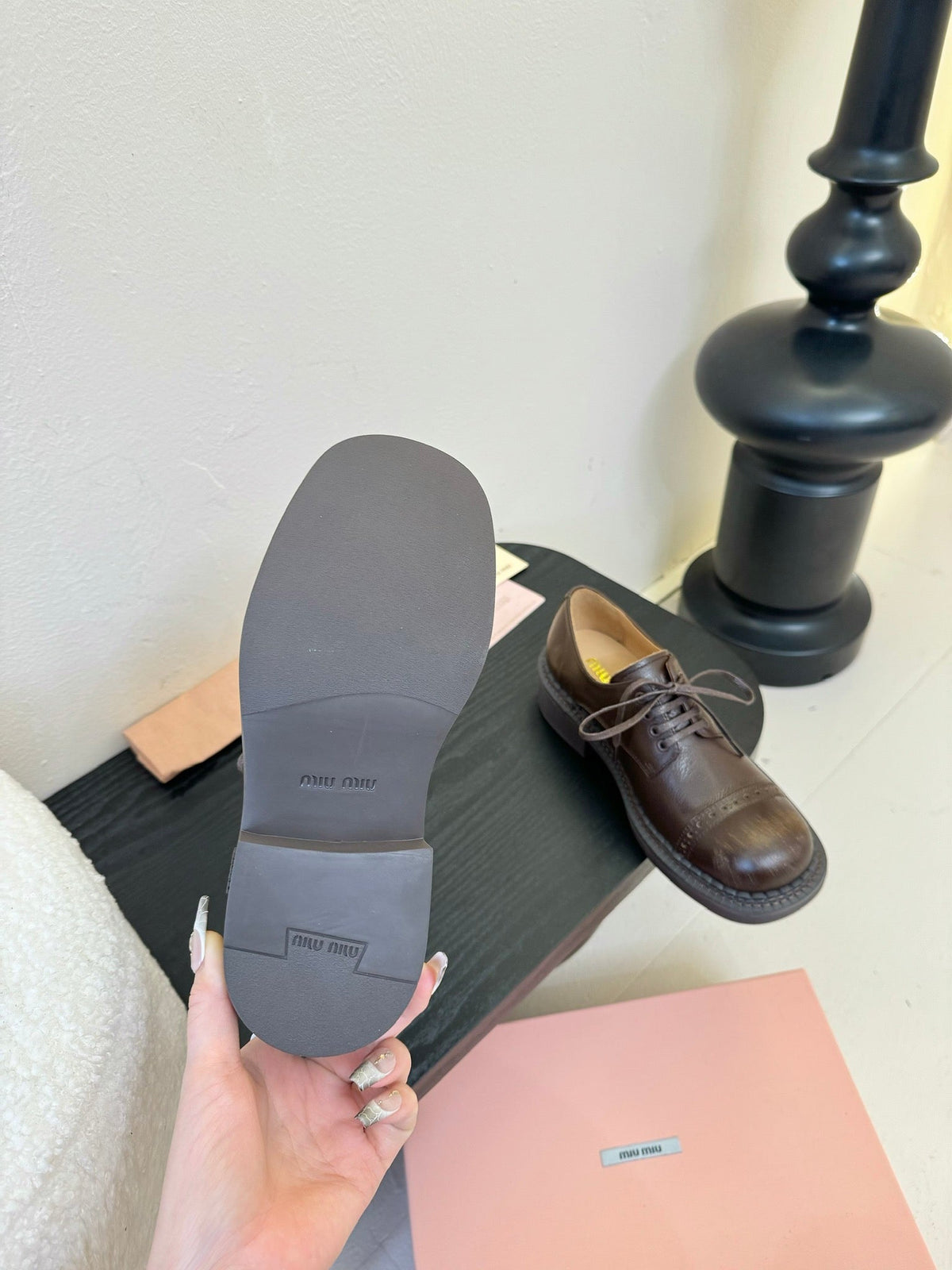 Miu 25C Chunky Oxfords Brown Calfskin 235813