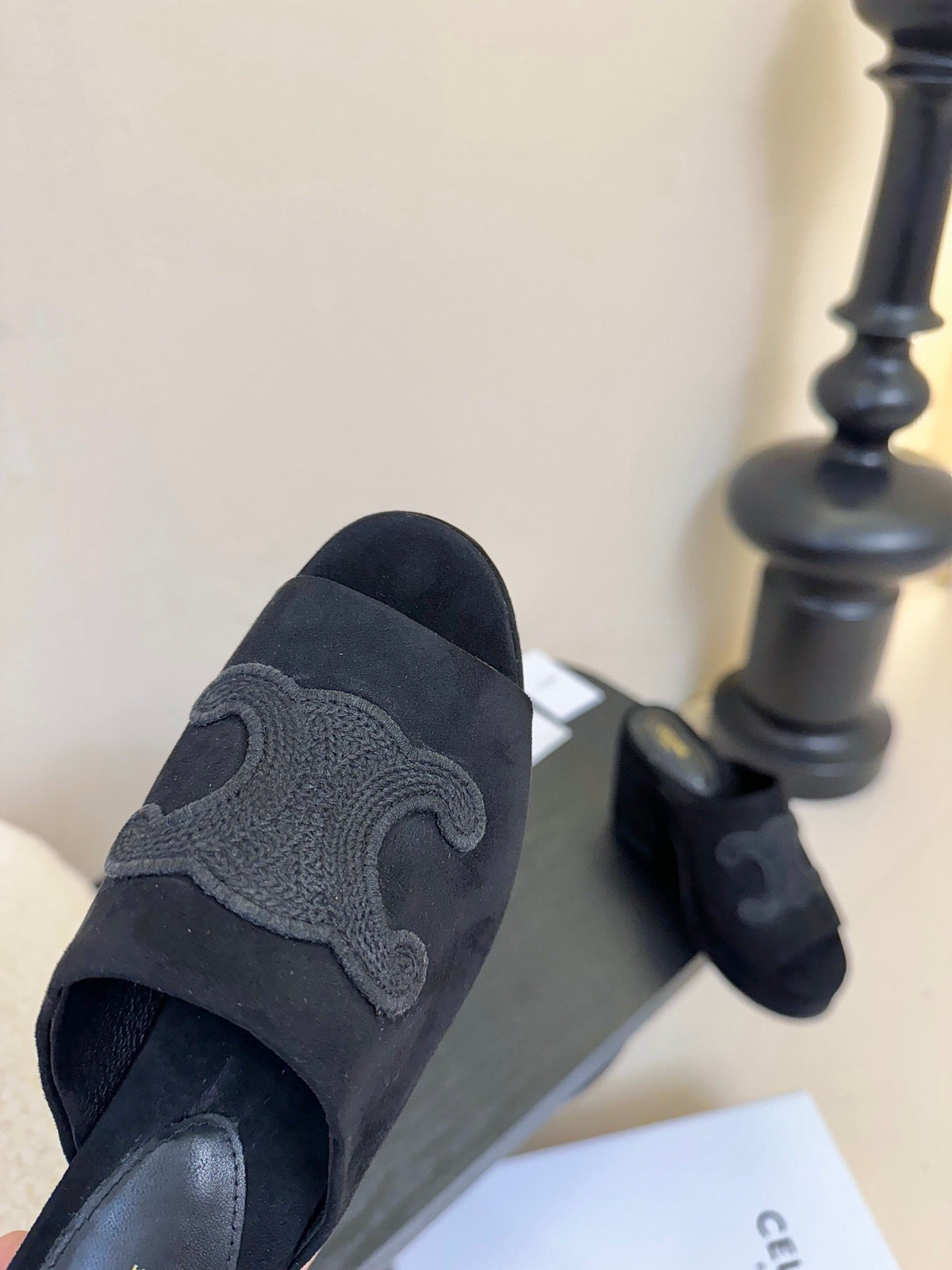 CELINE 25C Elena Mule Black Suede 235722