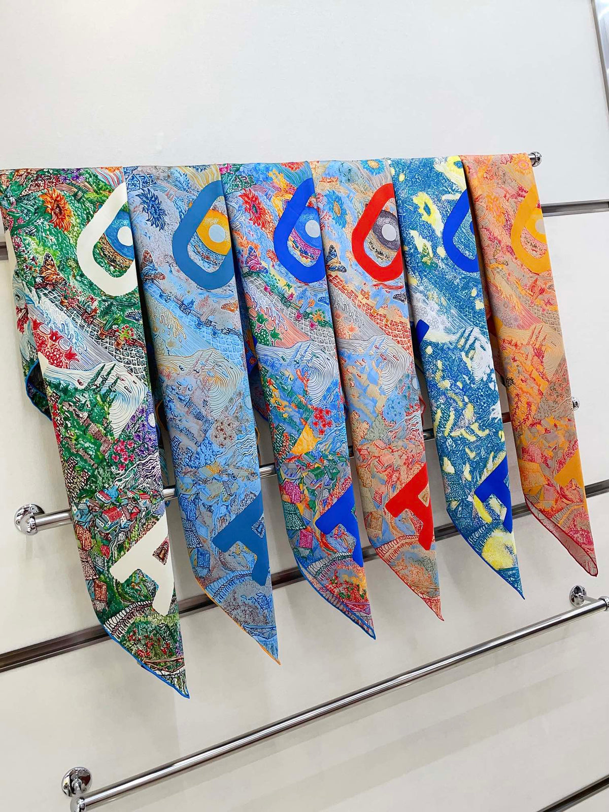 Eleftheria Scarf 90 CM In Colorful Silk Twill 193833