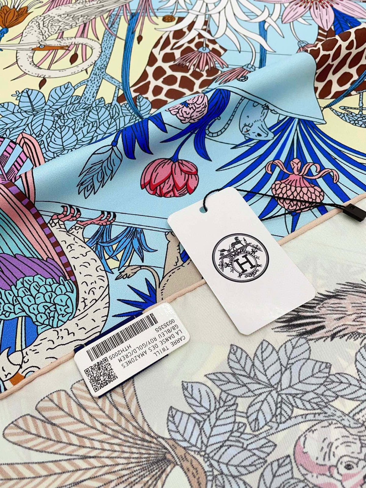 Precious Paradise Scarf 90 CM In Light Blue Colorful Silk Twill 294487