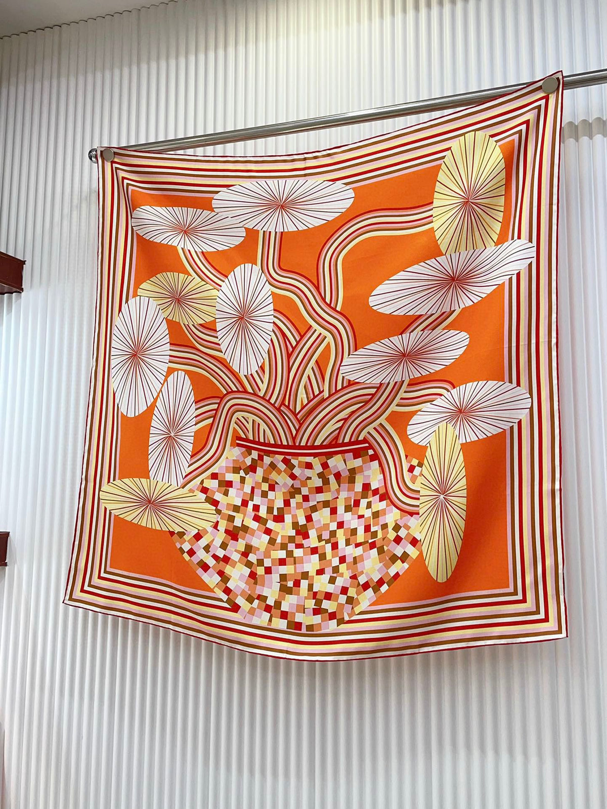 Flores Del Este Scarf 90 CM Orange Colorful Silk Twill 310312